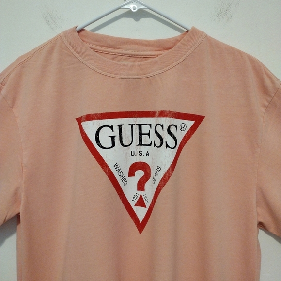 Guess - Oversized Vintage Triangle Logo Pink Shirt - Picture 7 of 15